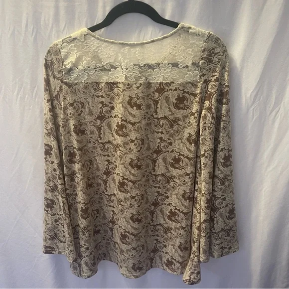 Easel Flowy Bell Sleeve Small Boho Floral Lace Botanical Artsy Fairy Whimsical - Picture 7 of 11